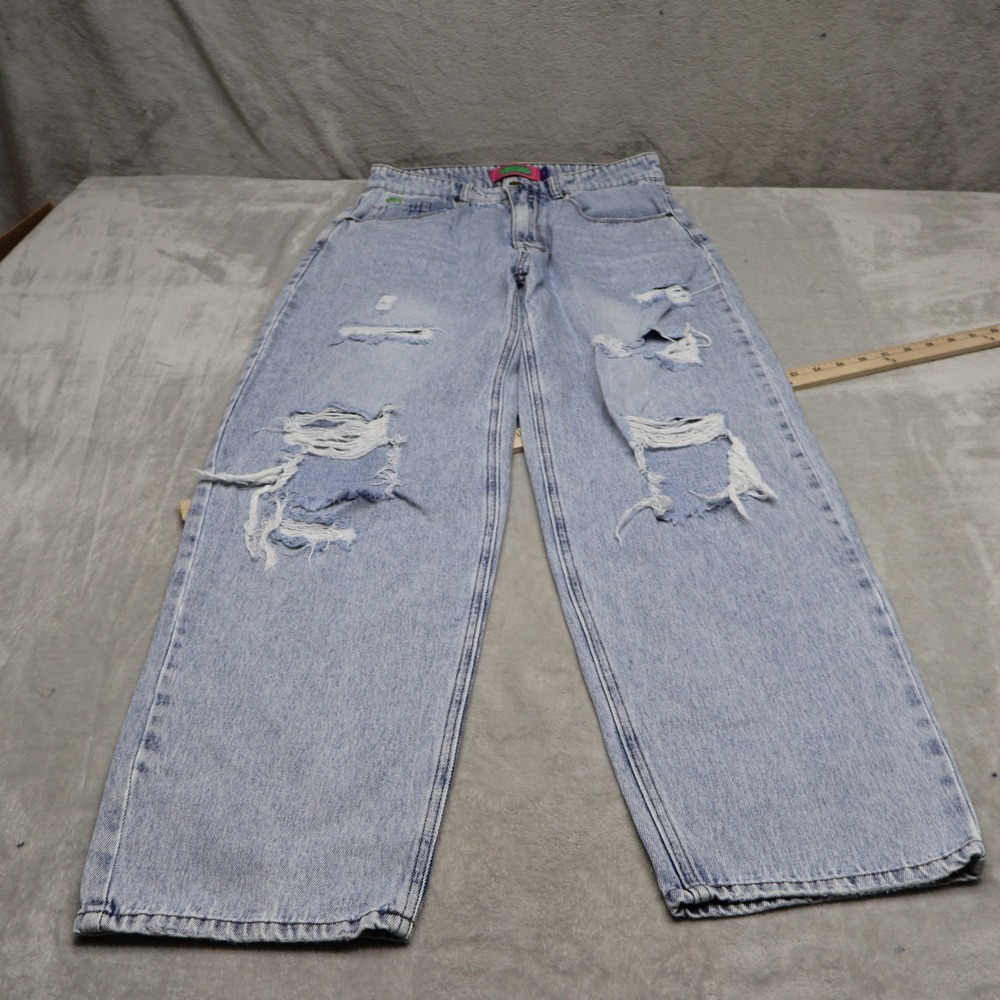 Empyre Tori Jeans Youth 7 Light Wash Denim Distressed Loose Fit Skater 28x31